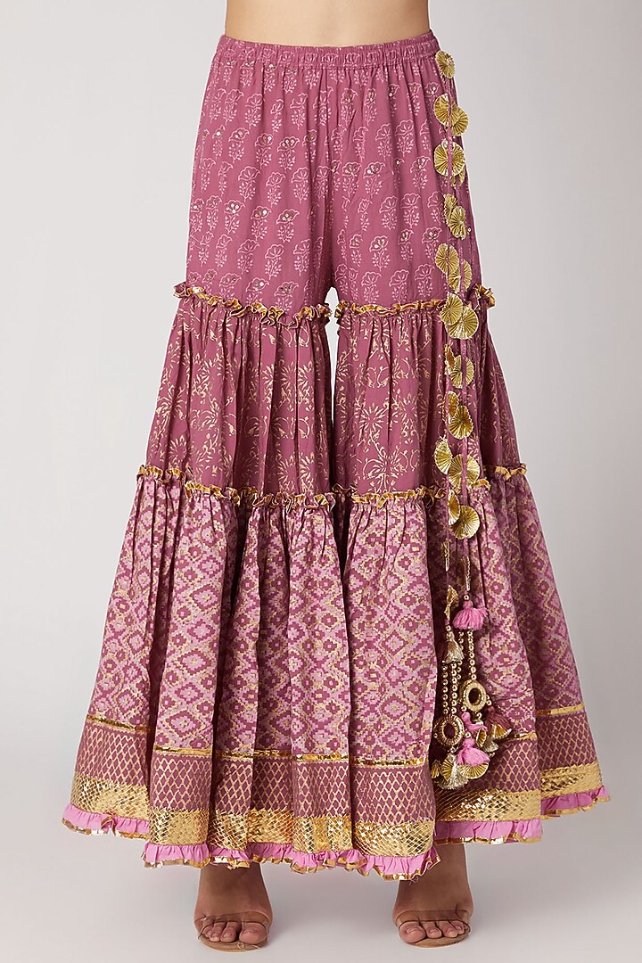 Mauve Printed Party Wear Sharara Set by Maayera Jaipur at Pernia's Pop Up Shop