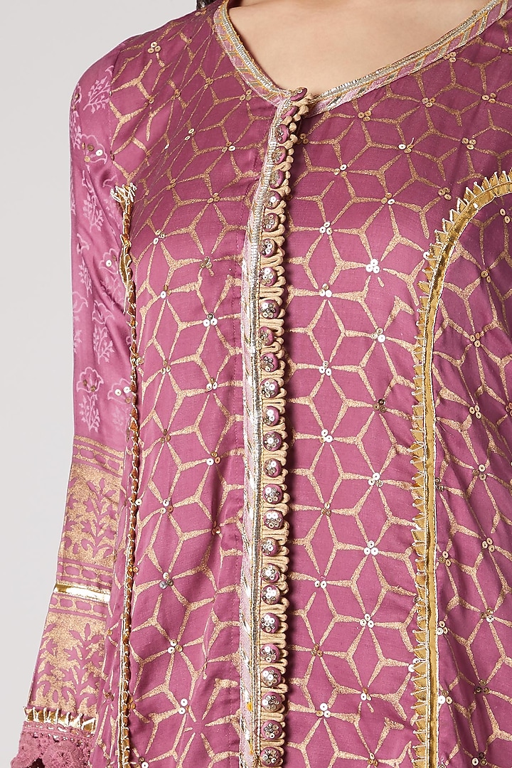 Mauve Printed Party Wear Sharara Set by Maayera Jaipur at Pernia's Pop Up Shop