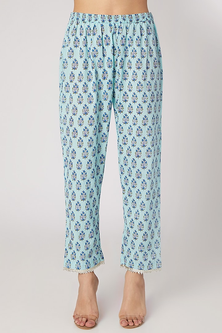 Turquoise Straight Kurta Set by Maayera Jaipur at Pernia's Pop Up Shop