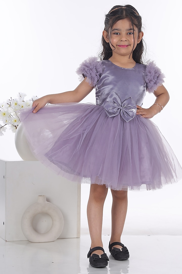 Lilac Net Frock Dress For Girls by Maaikid