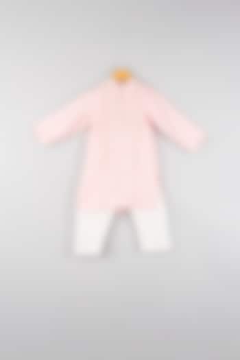 Pastel Pink Embroidered Kurta Set For Boys by Maaikid