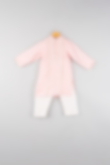 Pastel Pink Embroidered Kurta Set For Boys by Maaikid