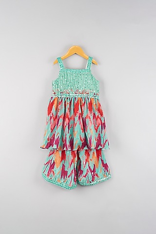 Multi-Colored Embroidered Kurta Set For Girls by Maaikid