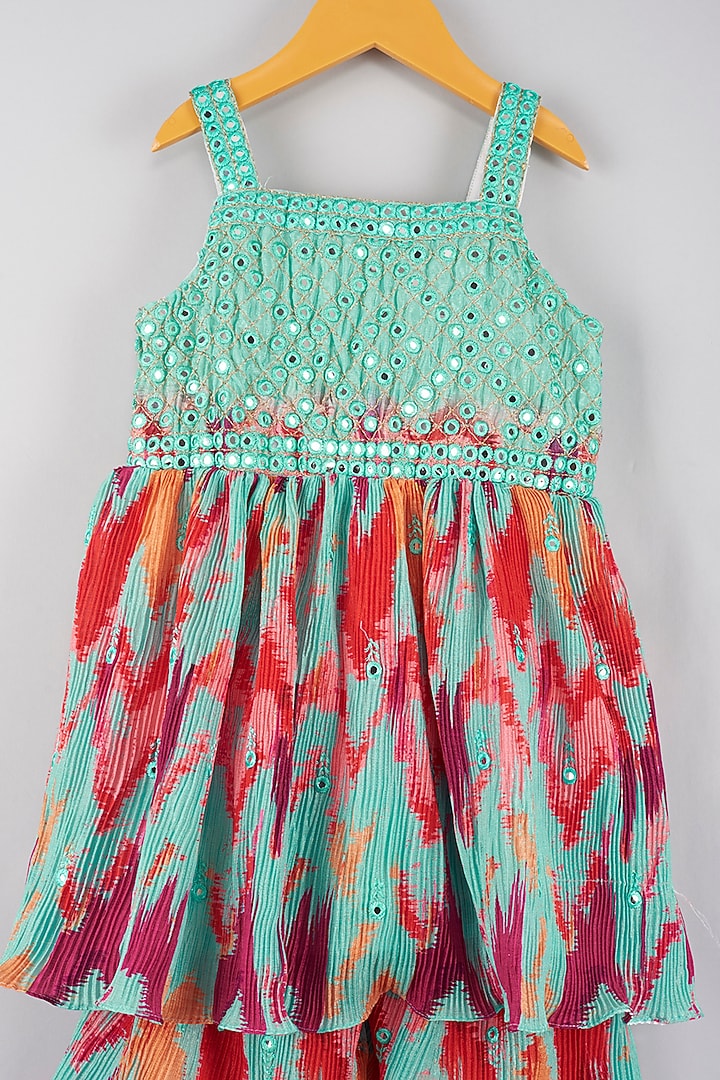 Multi-Colored Embroidered Kurta Set For Girls by Maaikid at Pernia's Pop Up Shop