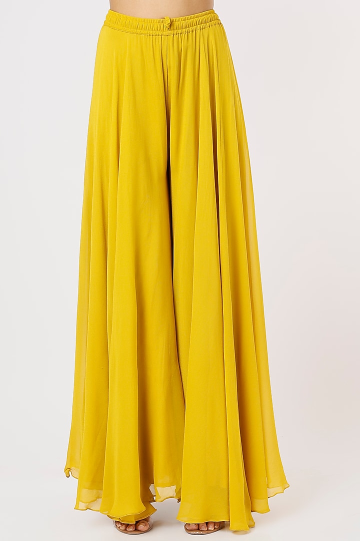 Mustard Georgette Wedding Sharara Set by Mahima Batra at Pernia's Pop Up Shop