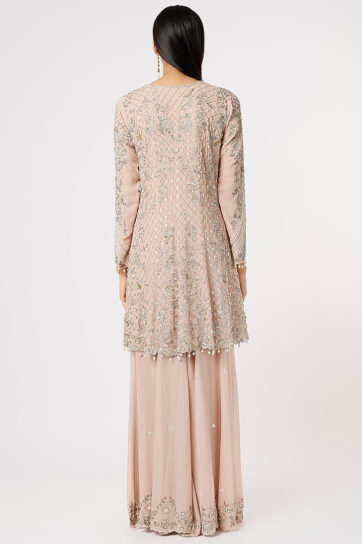 Blush Nude Georgette Wedding Sharara Set by Mahima Batra at Pernia's Pop Up Shop