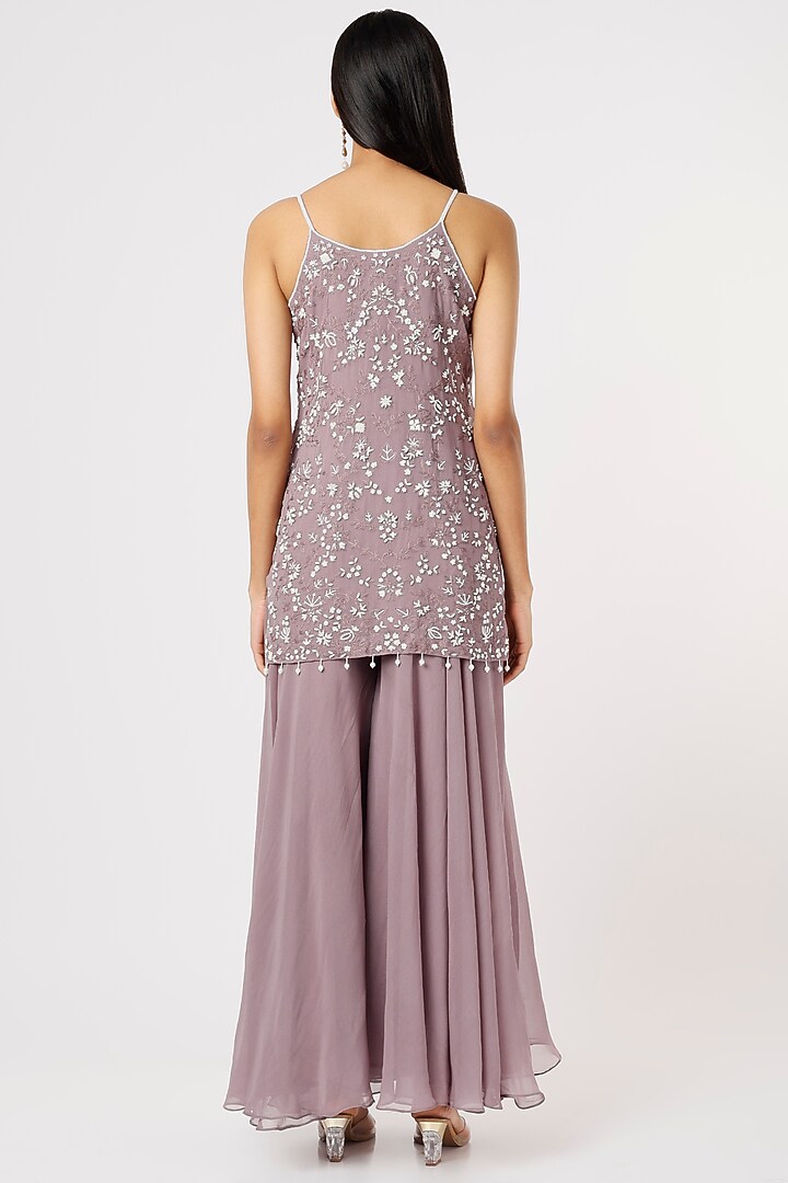 Mauve Embroidered Wedding Sharara Set by Mahima Batra at Pernia's Pop Up Shop