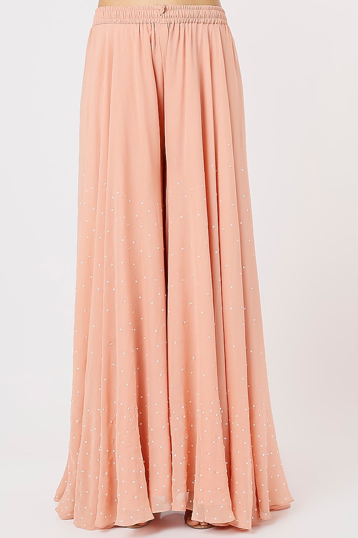 Peach Georgette Wedding Sharara Set by Mahima Batra at Pernia's Pop Up Shop