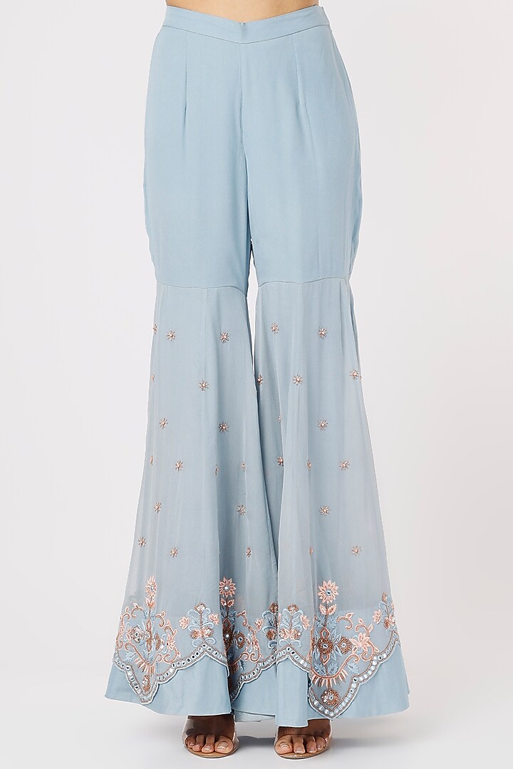 Blue Georgette Gharara Set by Mahima Batra at Pernia's Pop Up Shop