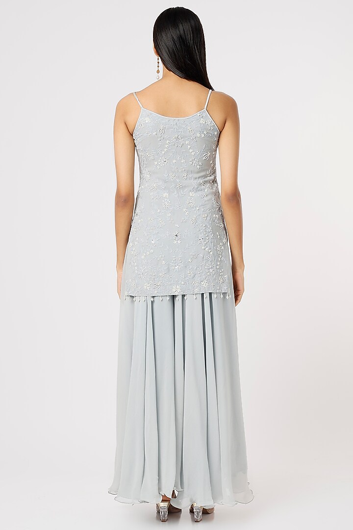 Sky Blue Embroidered Wedding Sharara Set by Mahima Batra at Pernia's Pop Up Shop