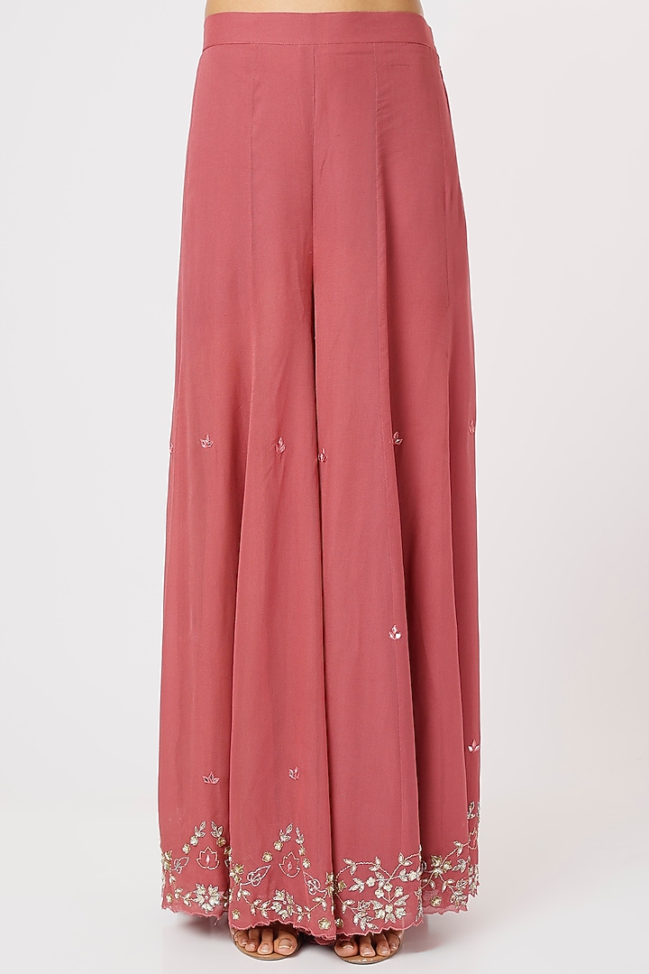 Carrot Pink Georgette Wedding Sharara Set by Mahima Batra at Pernia's Pop Up Shop