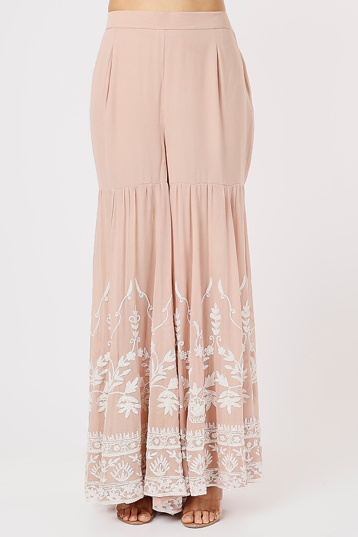 Nude Embroidered Gharara Set by Mahima Batra at Pernia's Pop Up Shop
