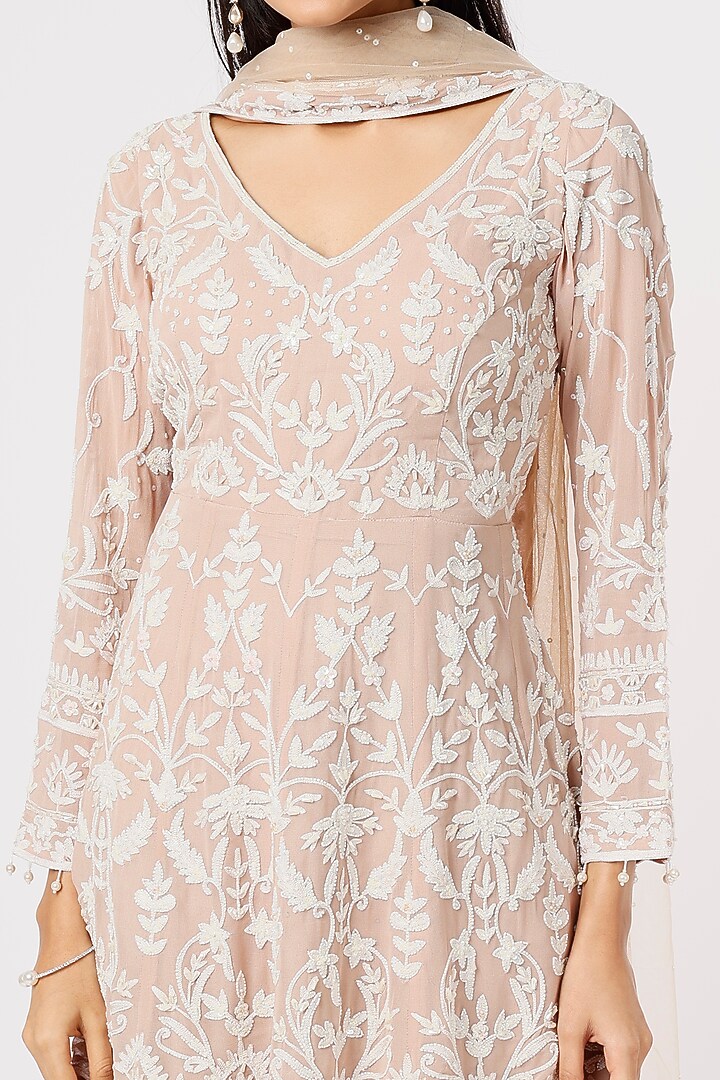Nude Embroidered Gharara Set by Mahima Batra at Pernia's Pop Up Shop