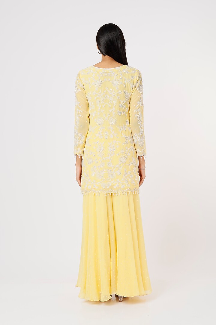 Yellow Georgette Wedding Sharara Set by Mahima Batra at Pernia's Pop Up Shop