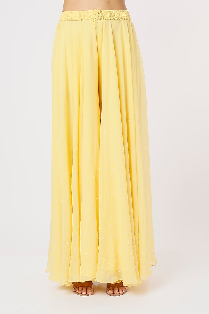 Yellow Georgette Wedding Sharara Set by Mahima Batra at Pernia's Pop Up Shop