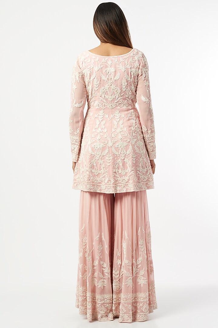 Pink Georgette Gharara Set by Mahima Batra at Pernia's Pop Up Shop