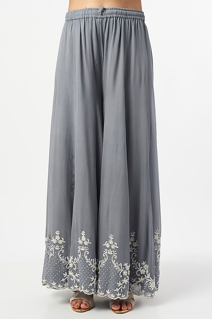 Grey Georgette Wedding Sharara Set by Mahima Batra at Pernia's Pop Up Shop