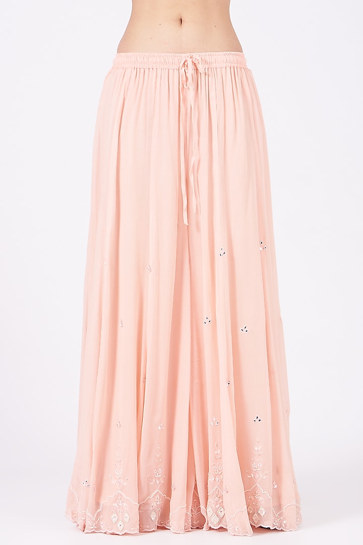 Pale Peach Embroidered Wedding Sharara Set by Mahima Batra at Pernia's Pop Up Shop