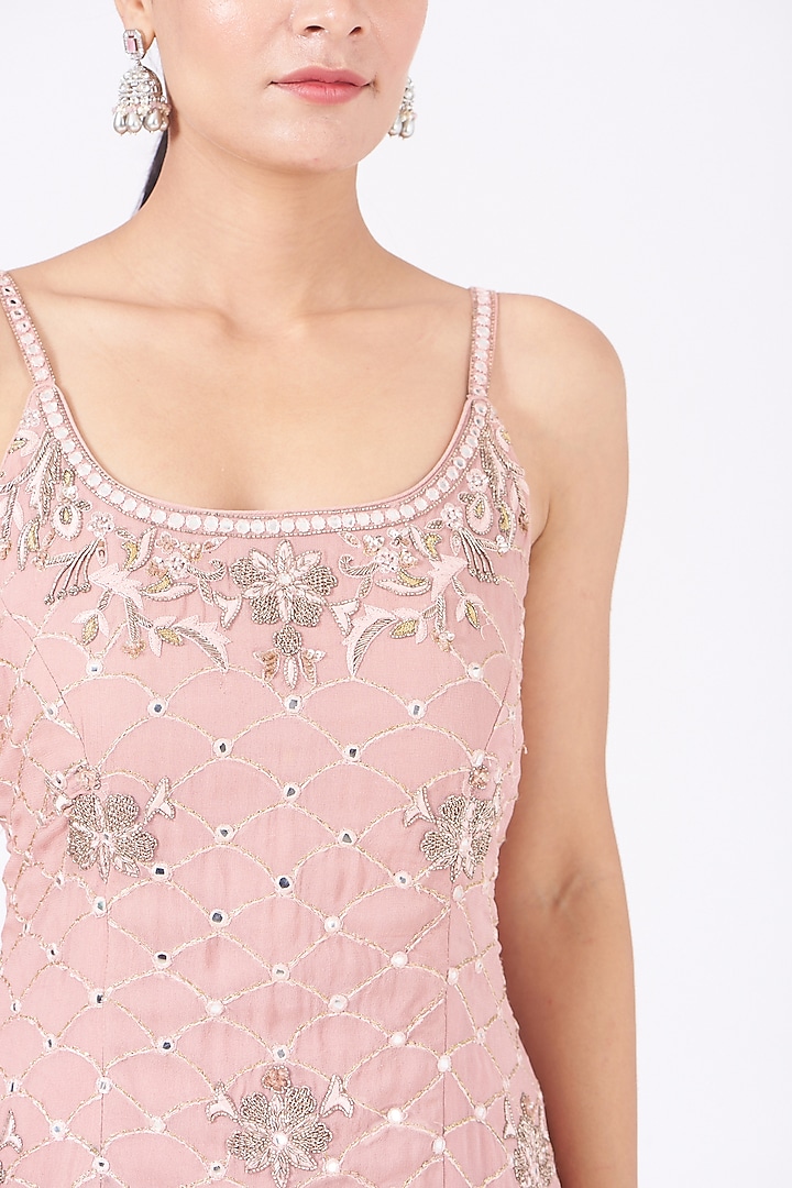 Blush Pink Embroidered Wedding Sharara Set by Mahima Batra at Pernia's Pop Up Shop