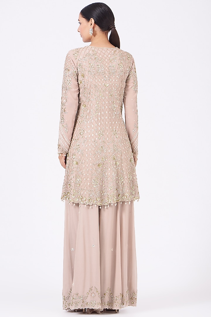 Nude Embroidered Wedding Sharara Set by Mahima Batra at Pernia's Pop Up Shop