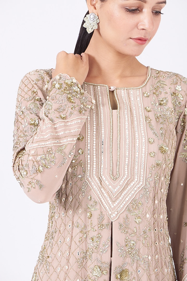 Nude Embroidered Wedding Sharara Set by Mahima Batra at Pernia's Pop Up Shop