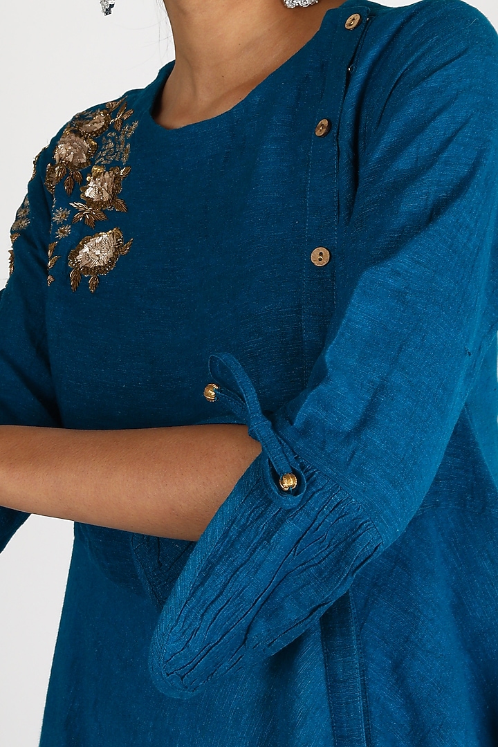 Indigo Blue Embroidered Tunic Set by Maithili by Anju Nath at Pernia's Pop Up Shop