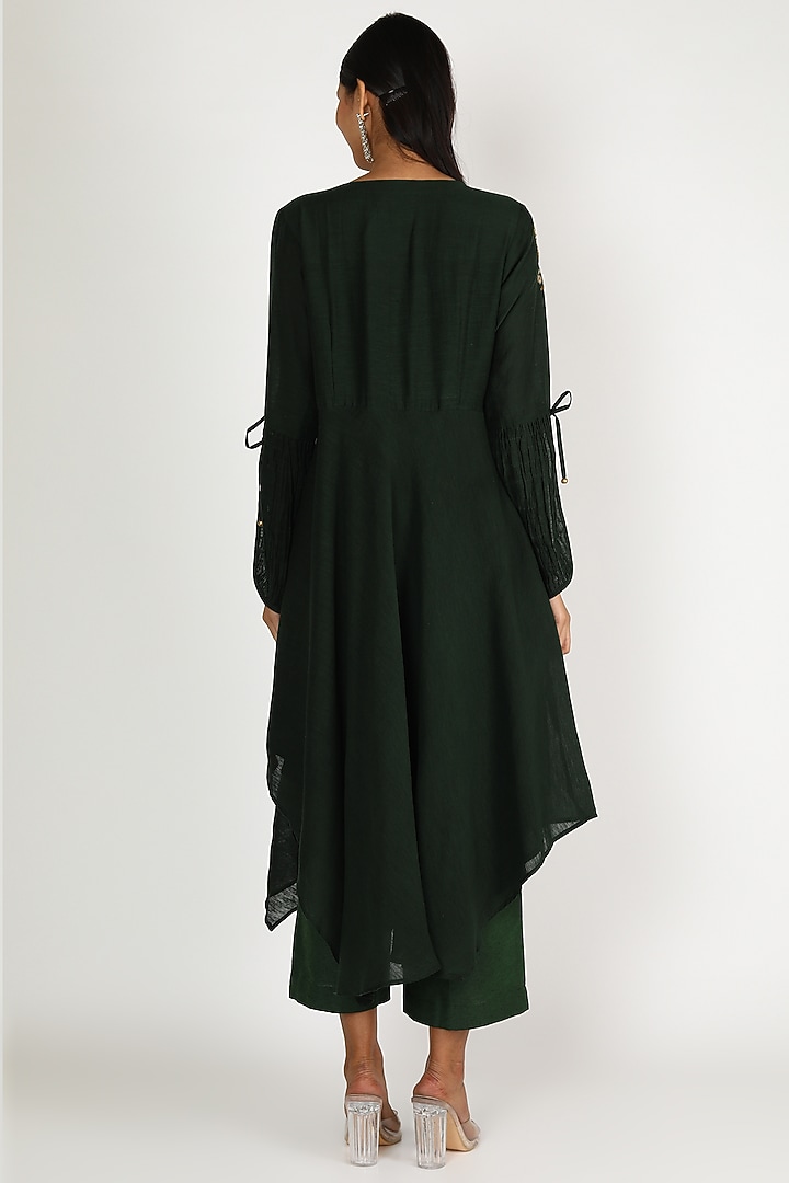 Mehendi Green Embroidered Tunic Set by Maithili by Anju Nath at Pernia's Pop Up Shop