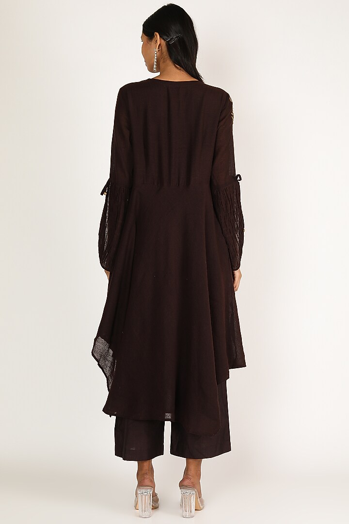 Brown Embroidered Tunic Set by Maithili by Anju Nath at Pernia's Pop Up Shop