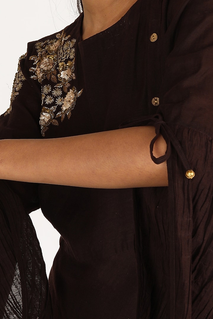 Brown Embroidered Tunic Set by Maithili by Anju Nath at Pernia's Pop Up Shop