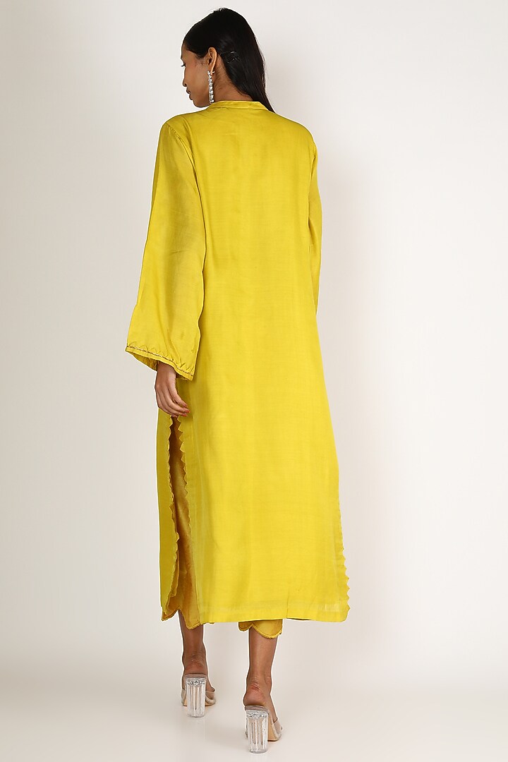 Yellow Embroidered Tunic Set by Maithili by Anju Nath at Pernia's Pop Up Shop