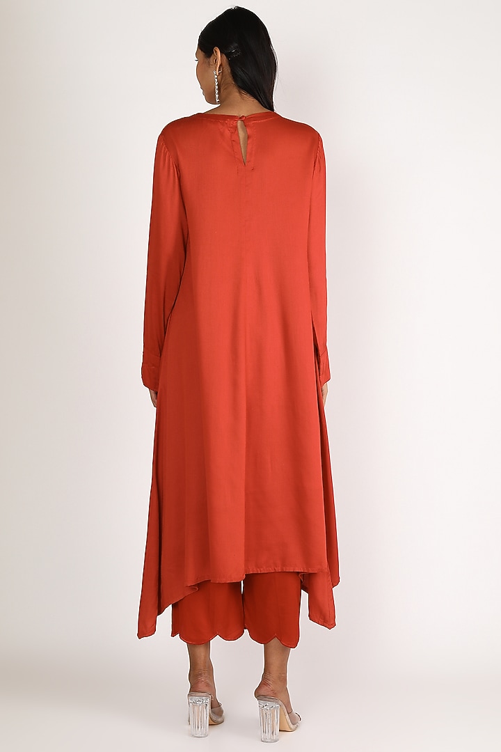 Red Embroidered Tunic Set by Maithili by Anju Nath at Pernia's Pop Up Shop