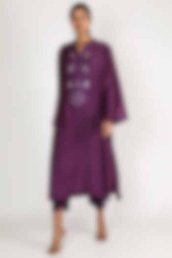 Purple Embroidered Tunic Set by Maithili by Anju Nath at Pernia's Pop Up Shop