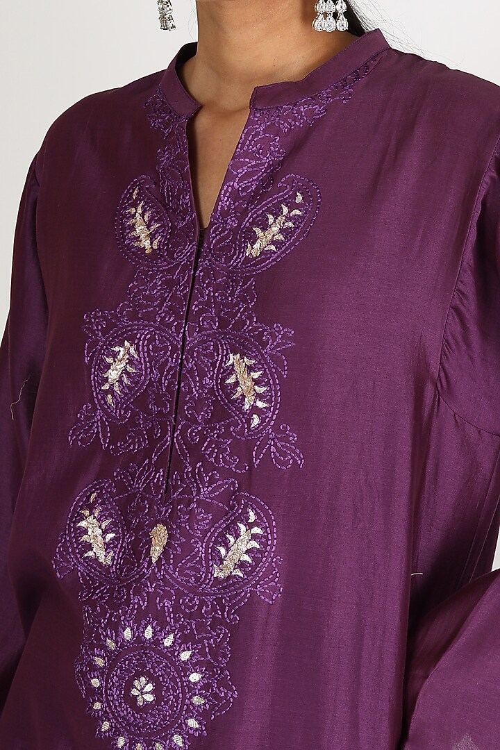 Purple Embroidered Tunic Set by Maithili by Anju Nath at Pernia's Pop Up Shop