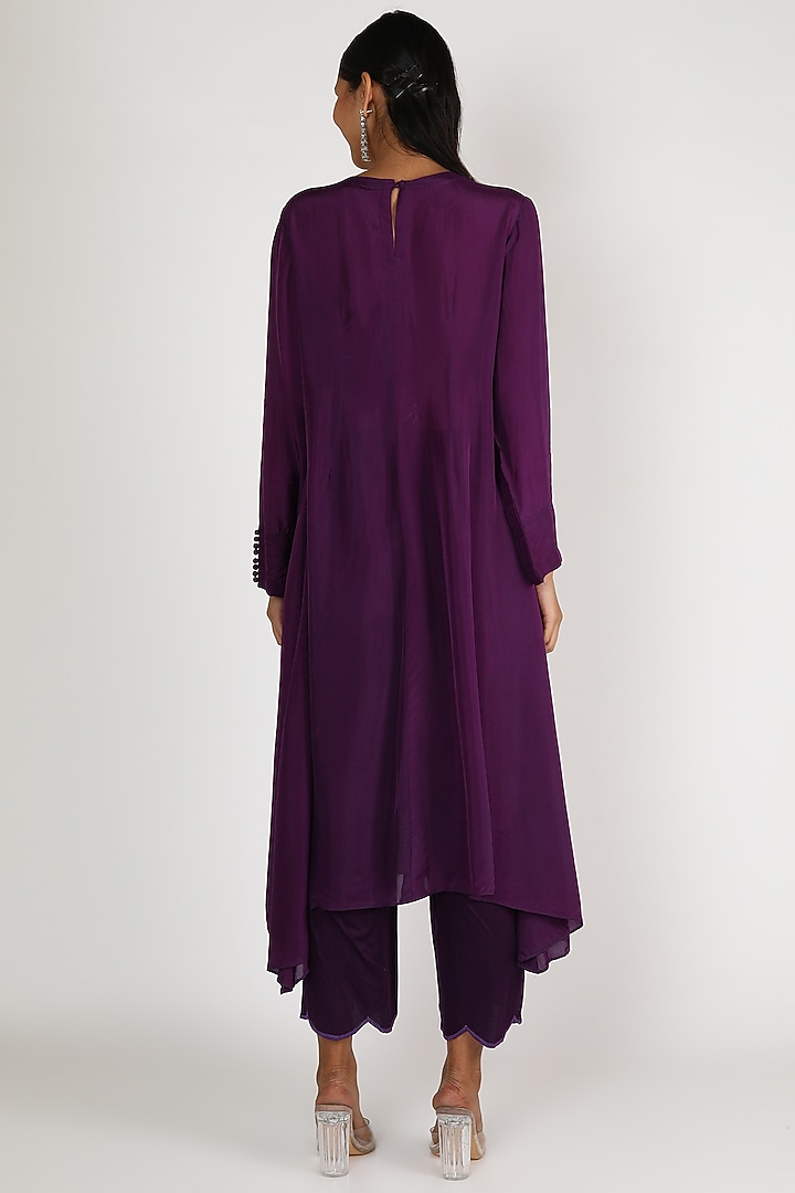 Purple Zardosi Embroidered Tunic Set by Maithili by Anju Nath at Pernia's Pop Up Shop
