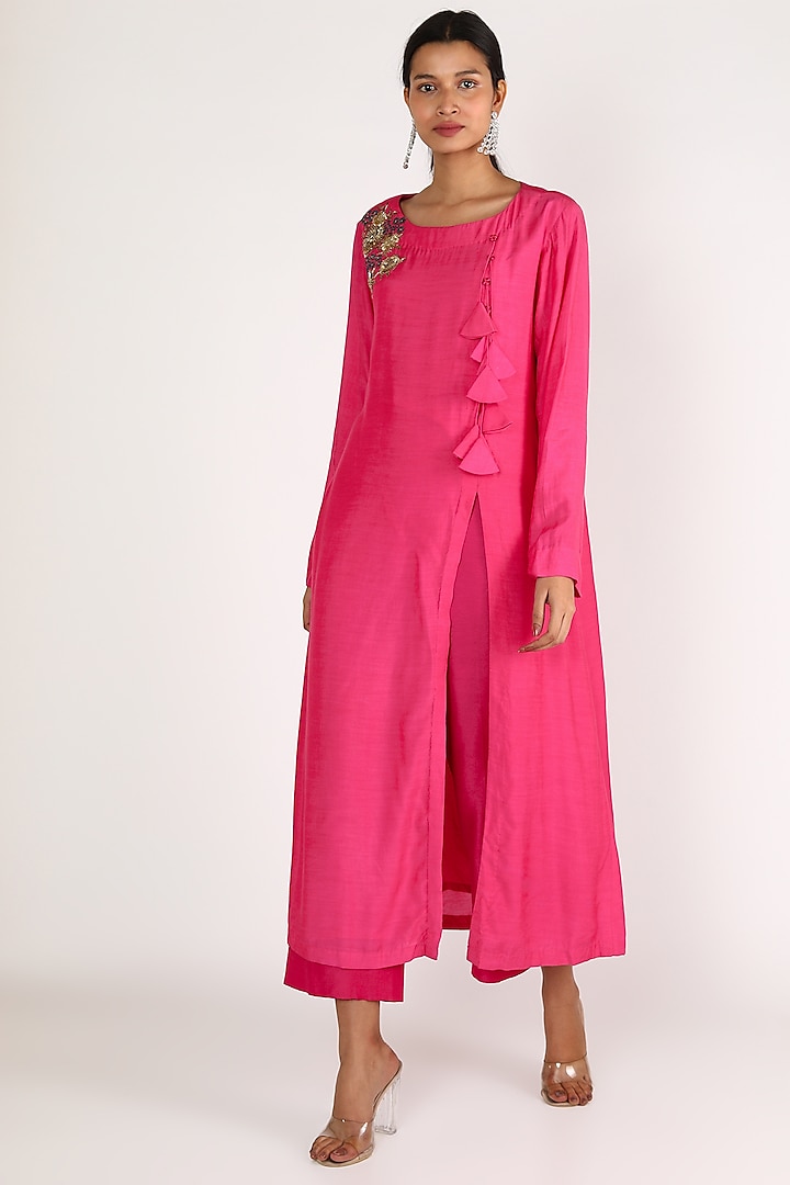Blush Pink Embroidered Tunic Set by Maithili by Anju Nath