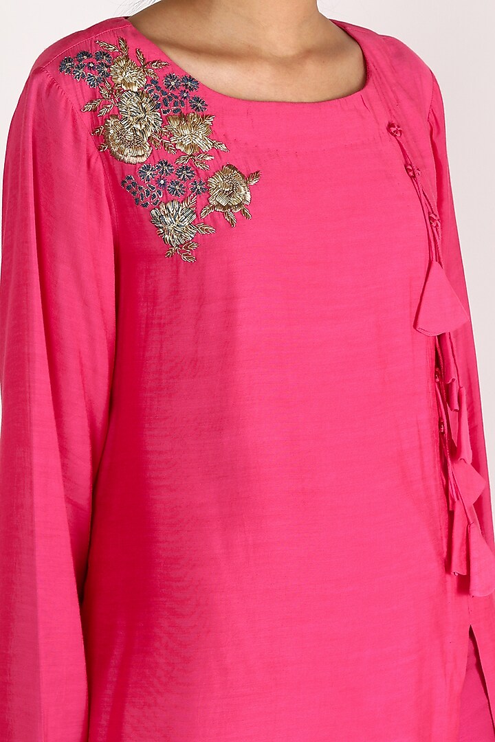 Blush Pink Embroidered Tunic Set by Maithili by Anju Nath at Pernia's Pop Up Shop