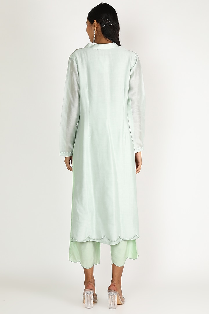 Aqua Blue Embroidered Tunic Set by Maithili by Anju Nath at Pernia's Pop Up Shop