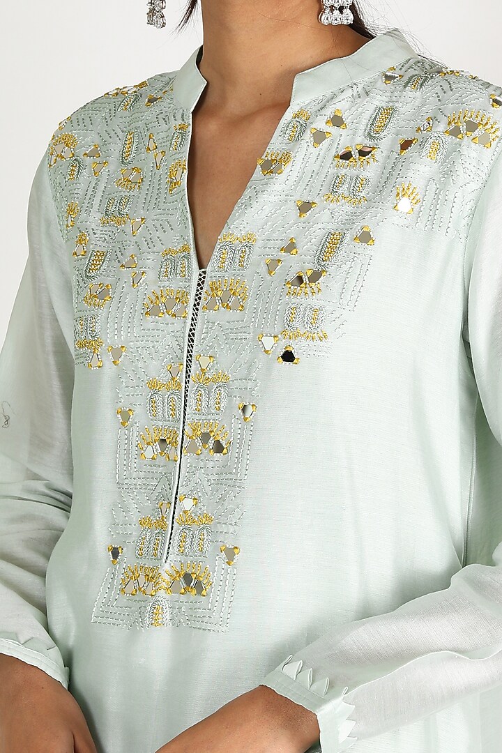 Aqua Blue Embroidered Tunic Set by Maithili by Anju Nath at Pernia's Pop Up Shop