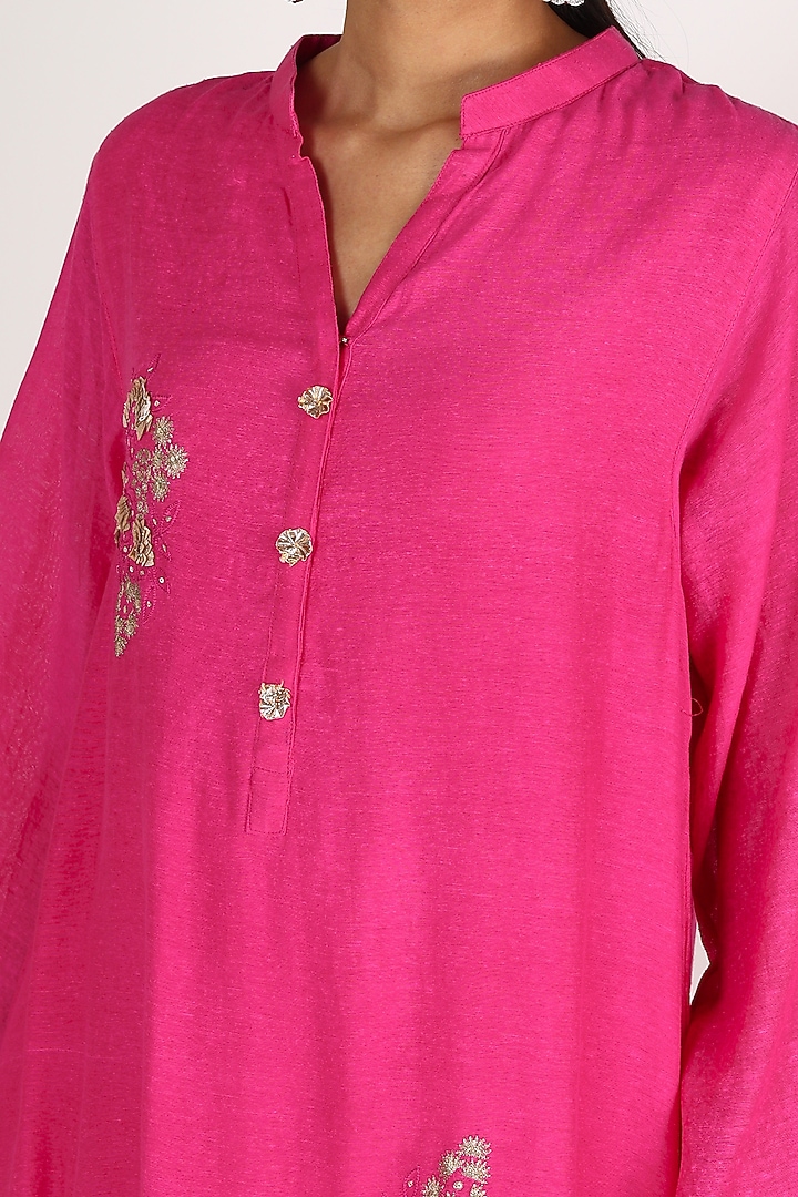 Blush Pink Gota Embroidered Tunic Set by Maithili by Anju Nath at Pernia's Pop Up Shop