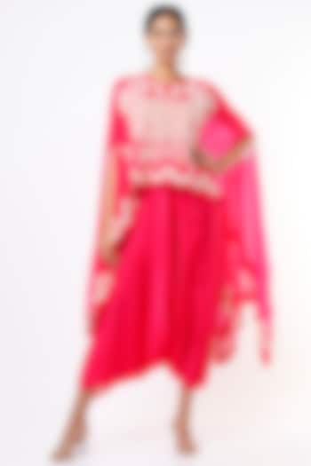 Candy Pink Modal Satin Harem Pant Set by Mahi Calcutta