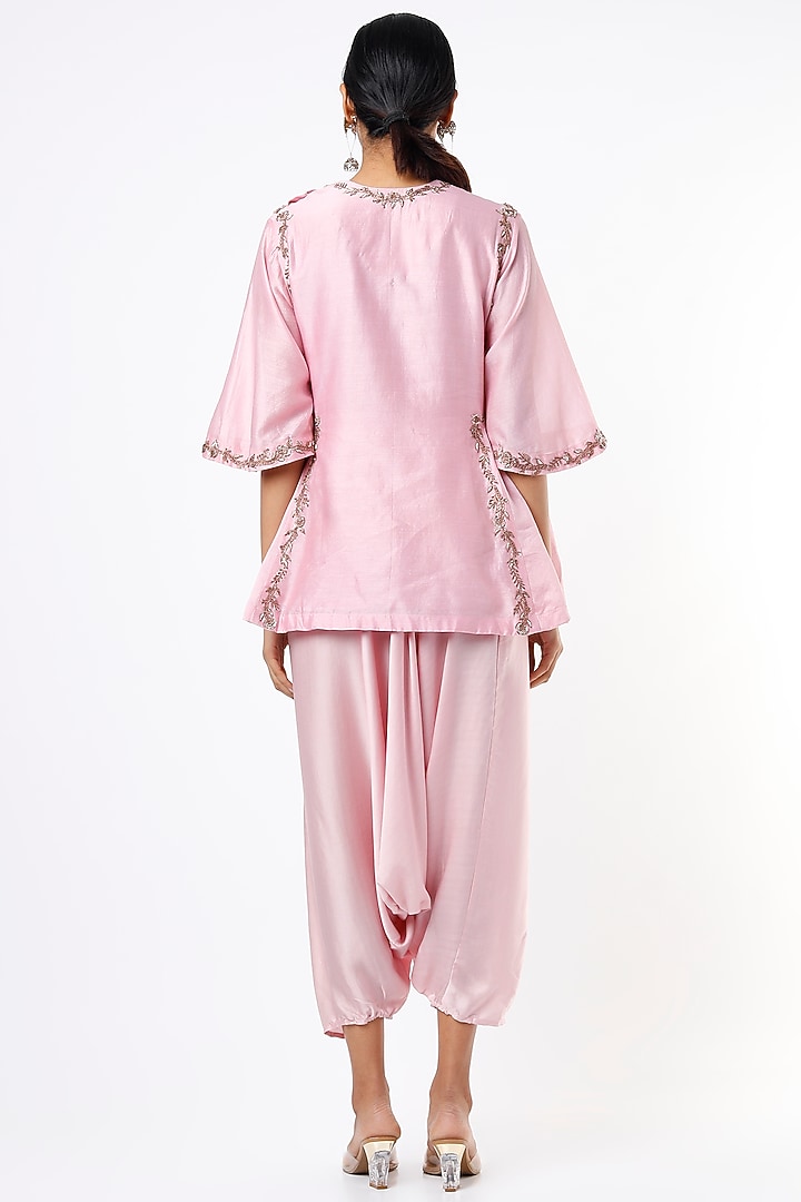 Blush Pink Modal Satin Harem Pant Set by Mahi Calcutta at Pernia's Pop Up Shop