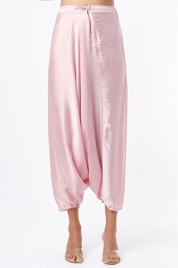 Blush Pink Modal Satin Harem Pant Set by Mahi Calcutta at Pernia's Pop Up Shop