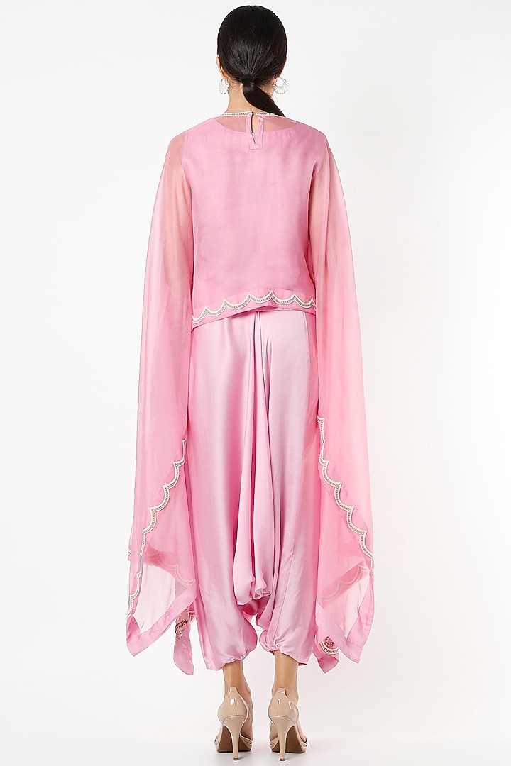 Blush Pink Embroidered Cape Set by Mahi Calcutta at Pernia's Pop Up Shop