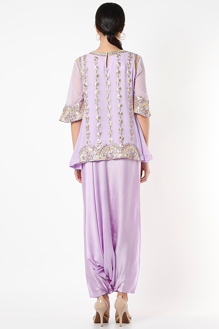 Lavender Satin Harem Pant Set by Mahi Calcutta at Pernia's Pop Up Shop