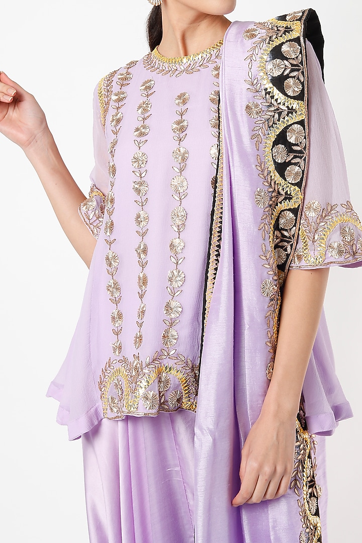 Lavender Satin Harem Pant Set by Mahi Calcutta at Pernia's Pop Up Shop