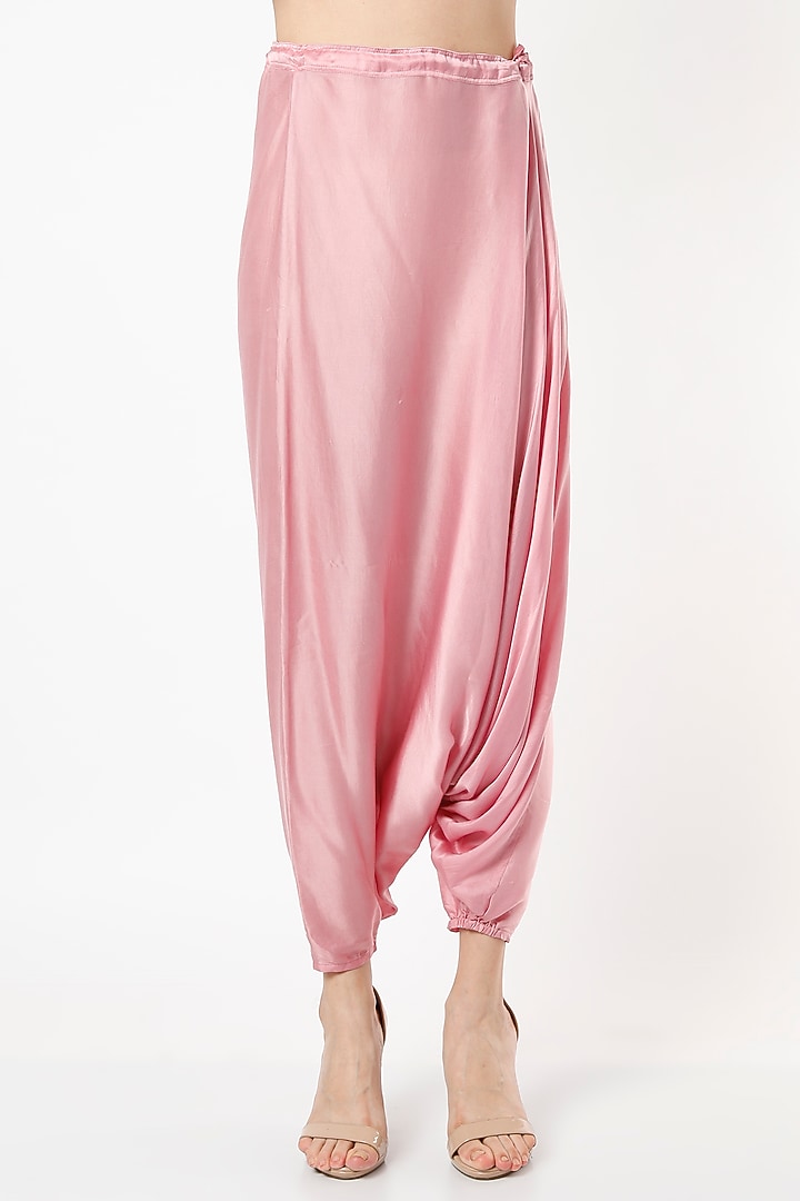 Blush Pink Satin Harem Pant Set by Mahi Calcutta at Pernia's Pop Up Shop
