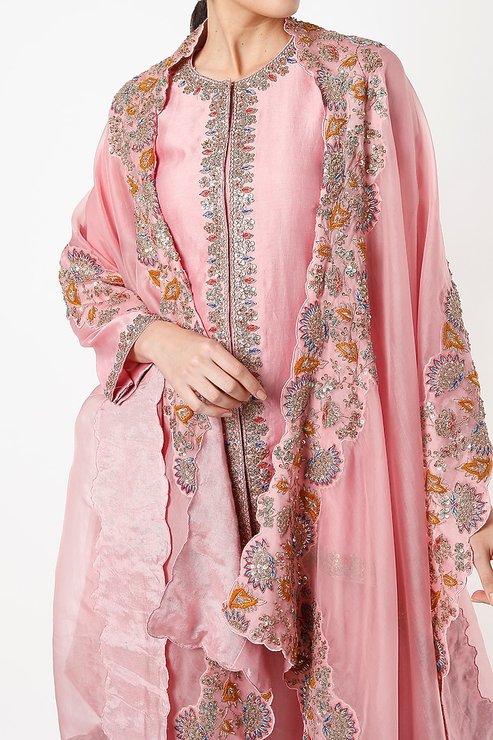 Blush Pink Satin Harem Pant Set by Mahi Calcutta at Pernia's Pop Up Shop
