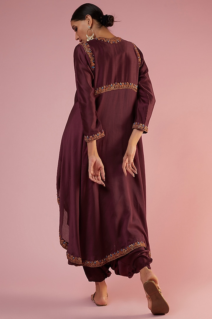 Raspberry Satin Dhoti Set by Mahi Calcutta at Pernia's Pop Up Shop