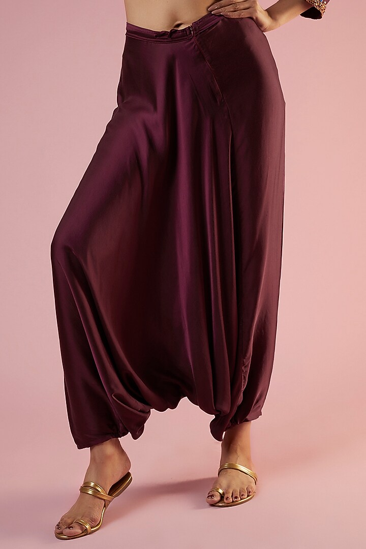 Raspberry Satin Dhoti Set by Mahi Calcutta at Pernia's Pop Up Shop