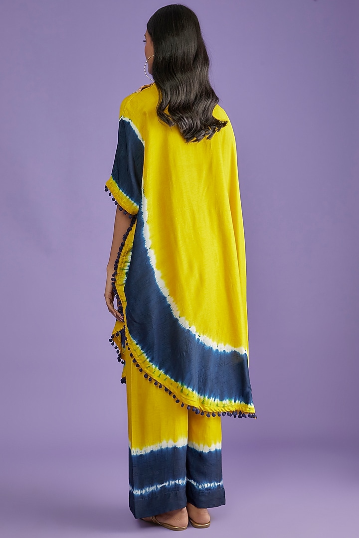 Citrus Lime Cotton Silk Tie-Dye Cape Set by Mahi Calcutta at Pernia's Pop Up Shop